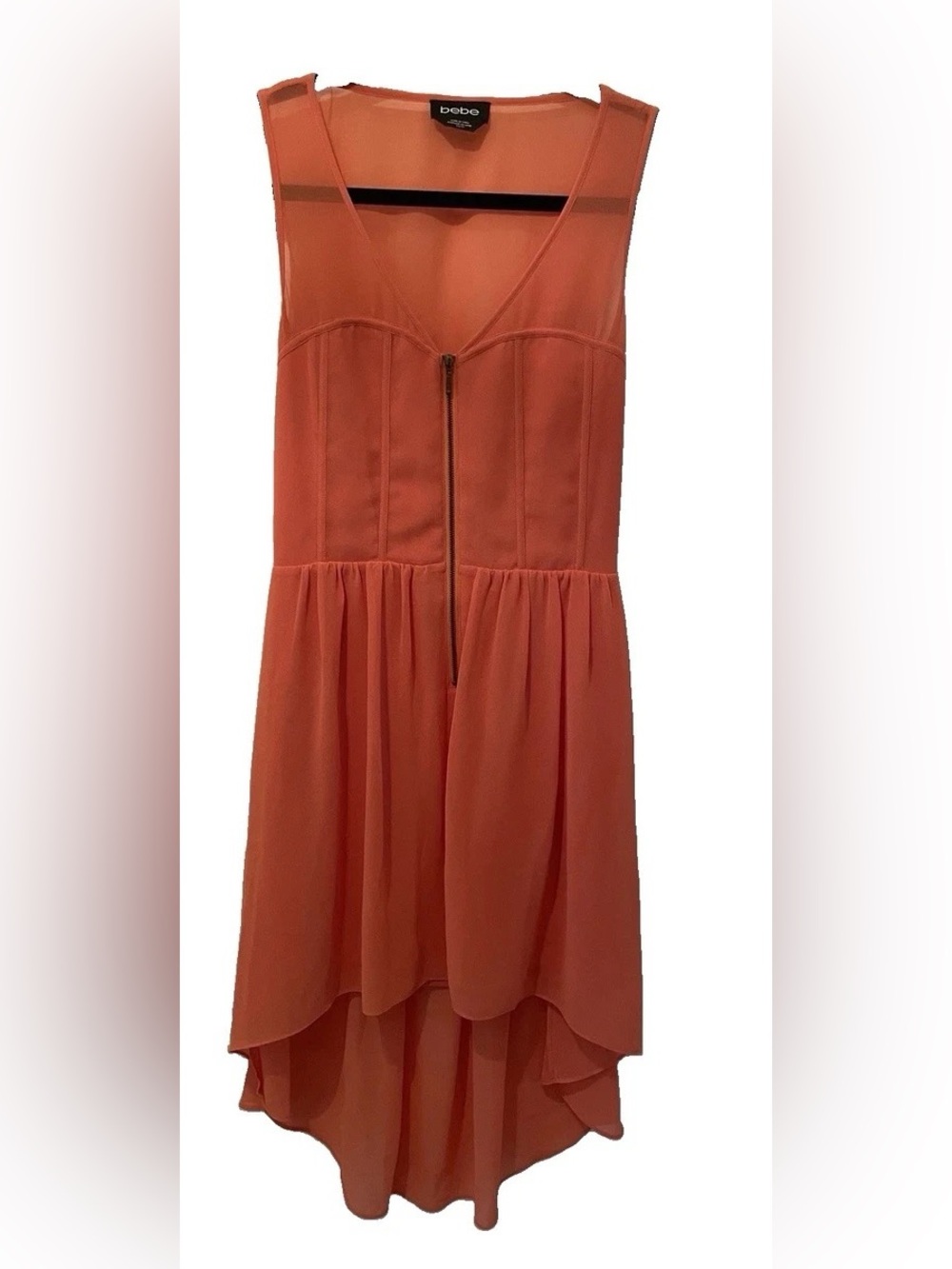 Women's Coral High-Low Sleeveless Dress Y2K BEBE XS